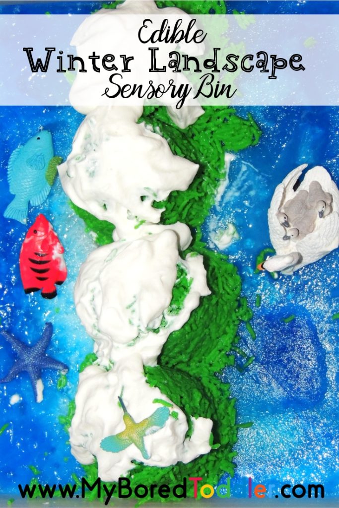 edible sensory bin snowy mountains