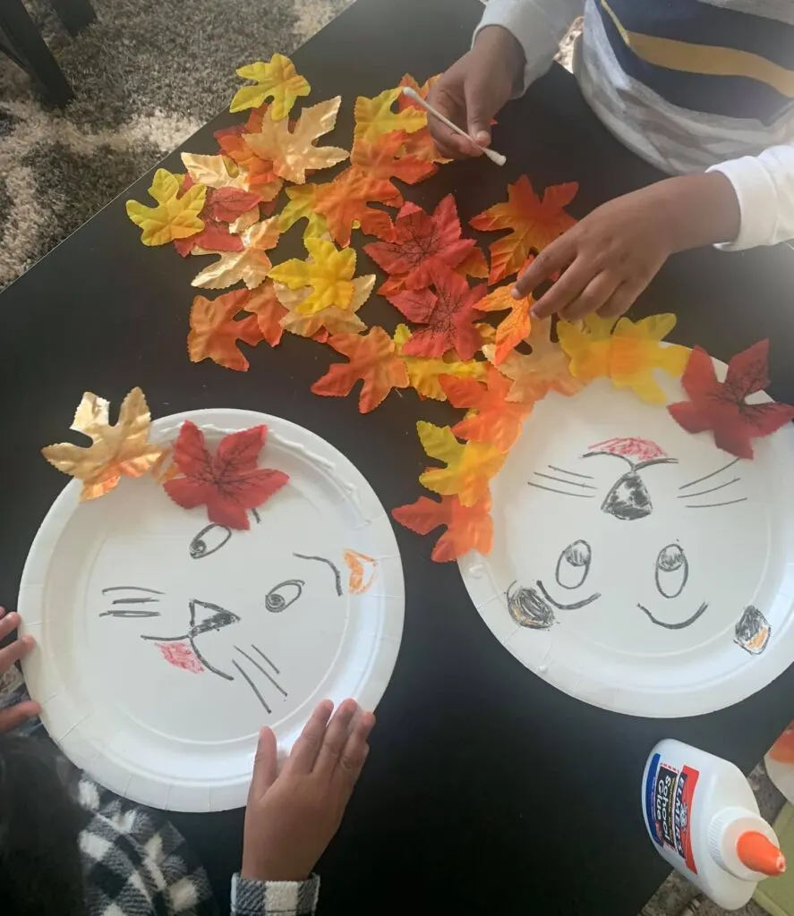 paper plate leaf lion fall themed activity for toddlers