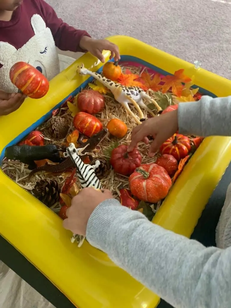 sensory bin fall activity for toddlers 