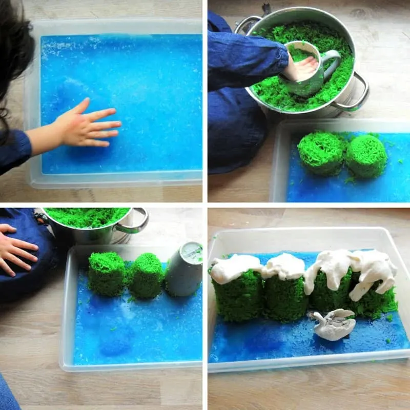 step by step to make an edible sensory bin
