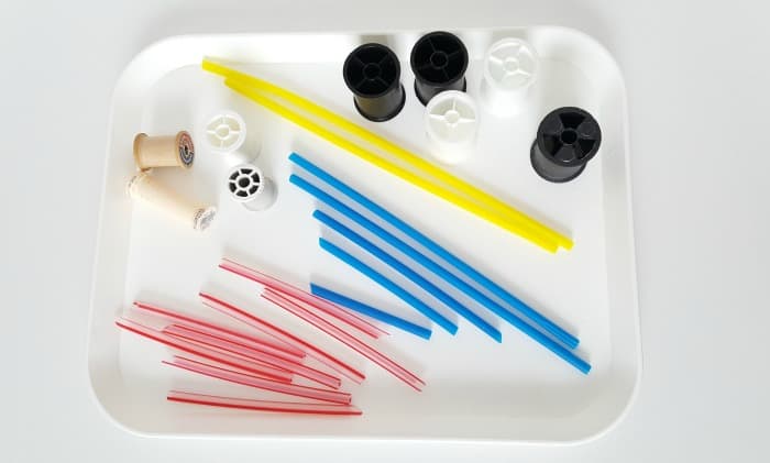 supplies for straws and spools toddler activity