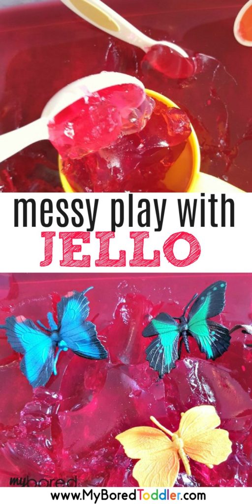 messy play with jello. a fun sensory bin for babies, toddlers and preschoolers. The perfect messy play activity! 