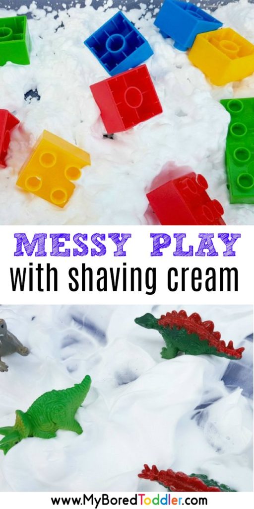 messy play with shaving cream or whipped cream and toys pinterest