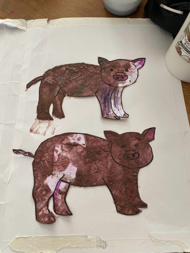 Muddy Pig painting farm activity for toddlers 