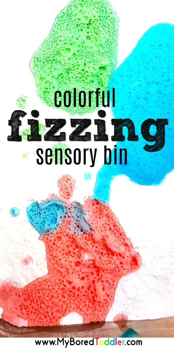 Colorful Fizzing Sensory Bin with Vinegar and Baking Soda