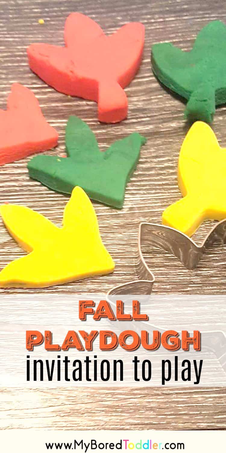 fall playdough invitation to play for toddlers and preschoolers easy fall craft #toddleractivities #myboredtoddler #toddlercraft #toddlerfall #fall #playgdough