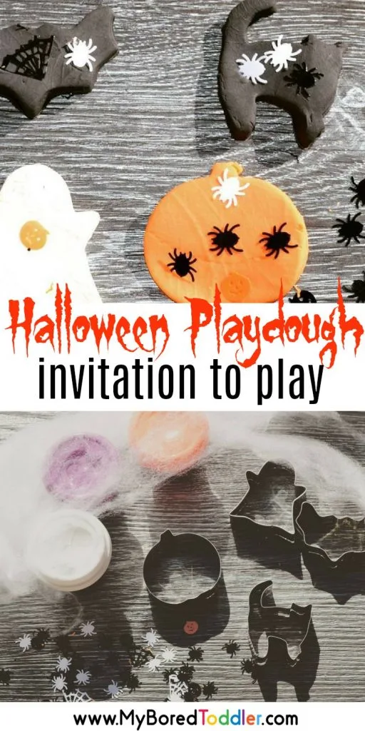 halloween playdough invitation to play for toddlers and preschoolers