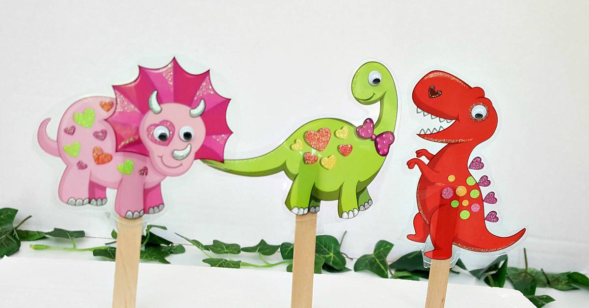 Craft stick dinosaur puppets