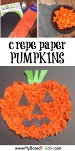 Scrunched Crepe Paper Pumpkin Craft for Toddlers - My Bored Toddler