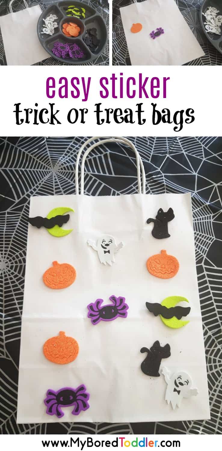 Halloween trick or treat sticker bag craft for toddlers pinterest