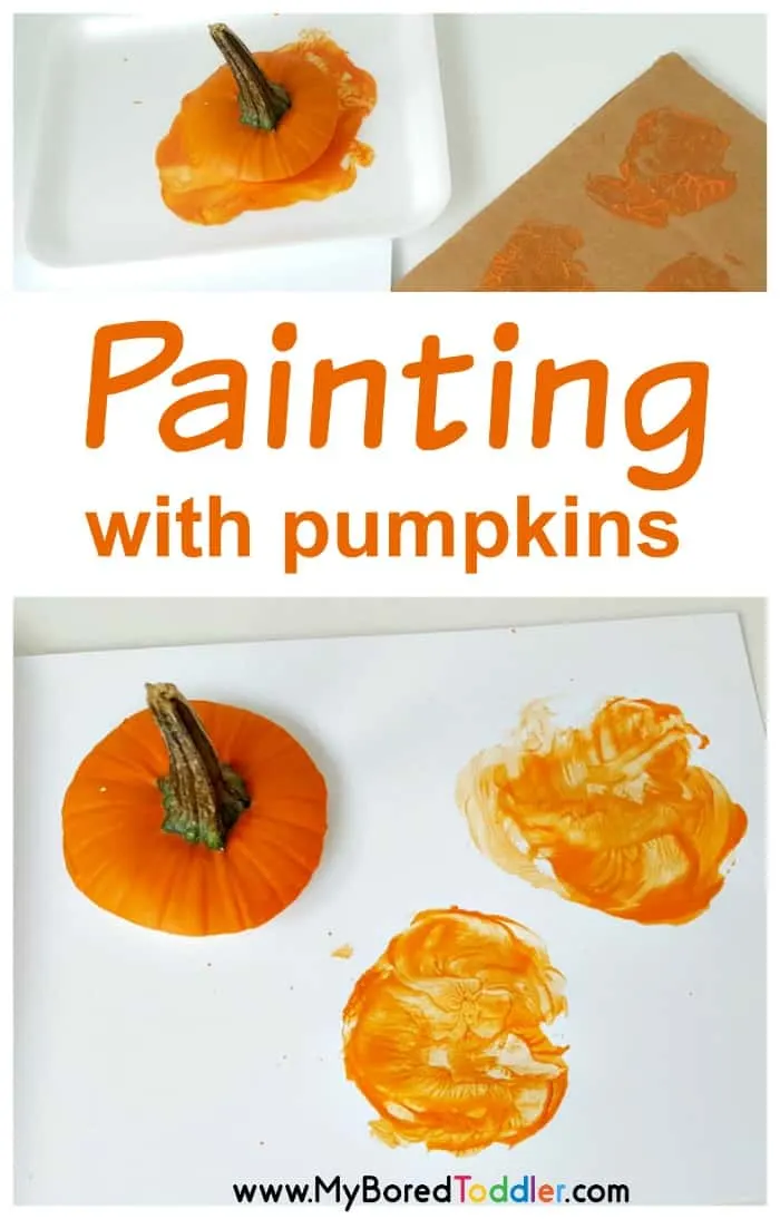 Painting with pumpkins toddler activity