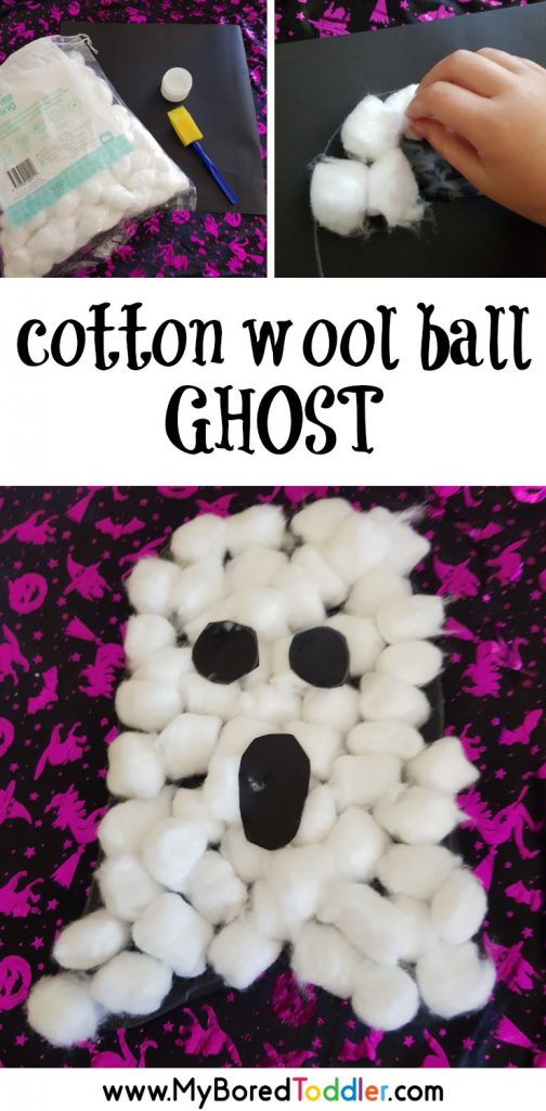 Cotton wool ball ghost craft for toddlers My Bored Toddler