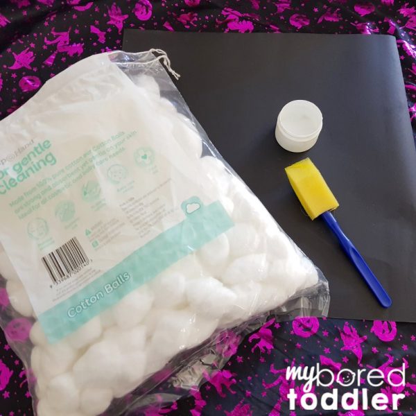 Cotton wool ball ghost craft for toddlers My Bored Toddler