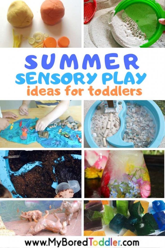 Summer Sensory Play Ideas for Toddlers - sensory bins, bottles and bags with water, sand and more