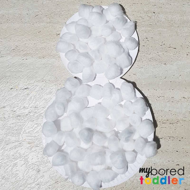 paperplate snowman craft covered in cotton wool balls (1)