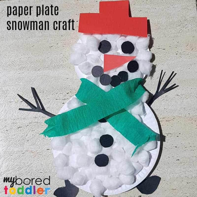 Paper Plate Snowman Craft - My Bored Toddler