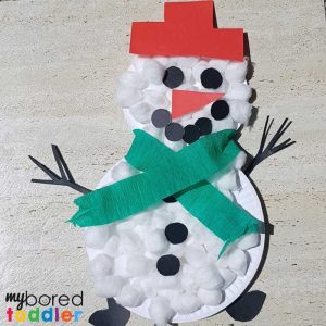 Paper Plate Snowman Craft - My Bored Toddler