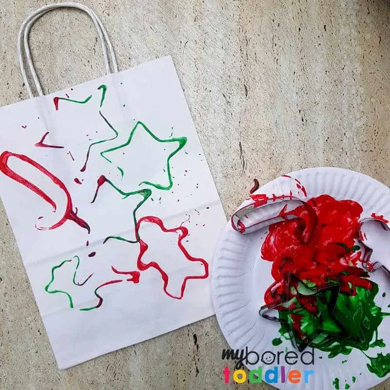 stamped gift bag craft for toddlers and preschoolers stamping