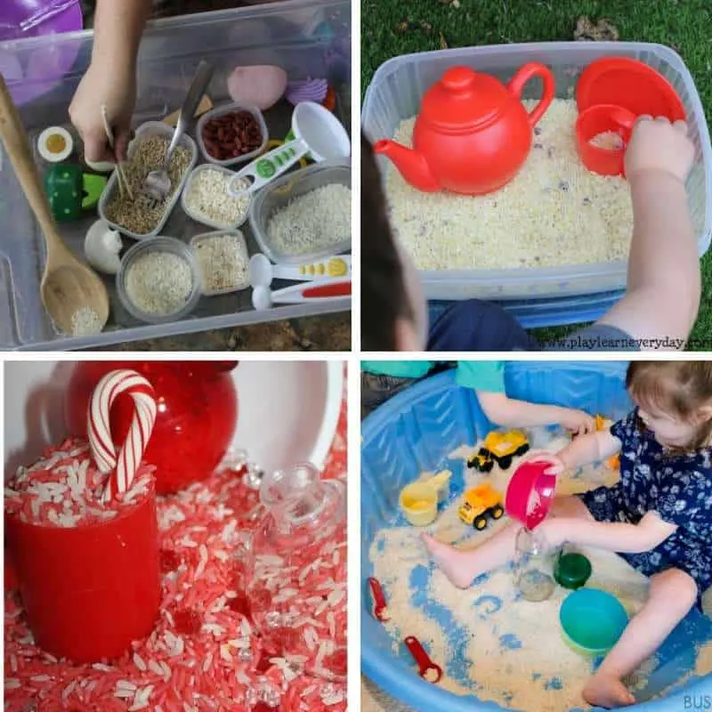 rice based sensory bin play ideas for toddlers