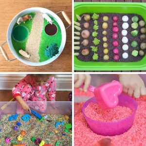 Sensory Bins Using Rice - My Bored Toddler