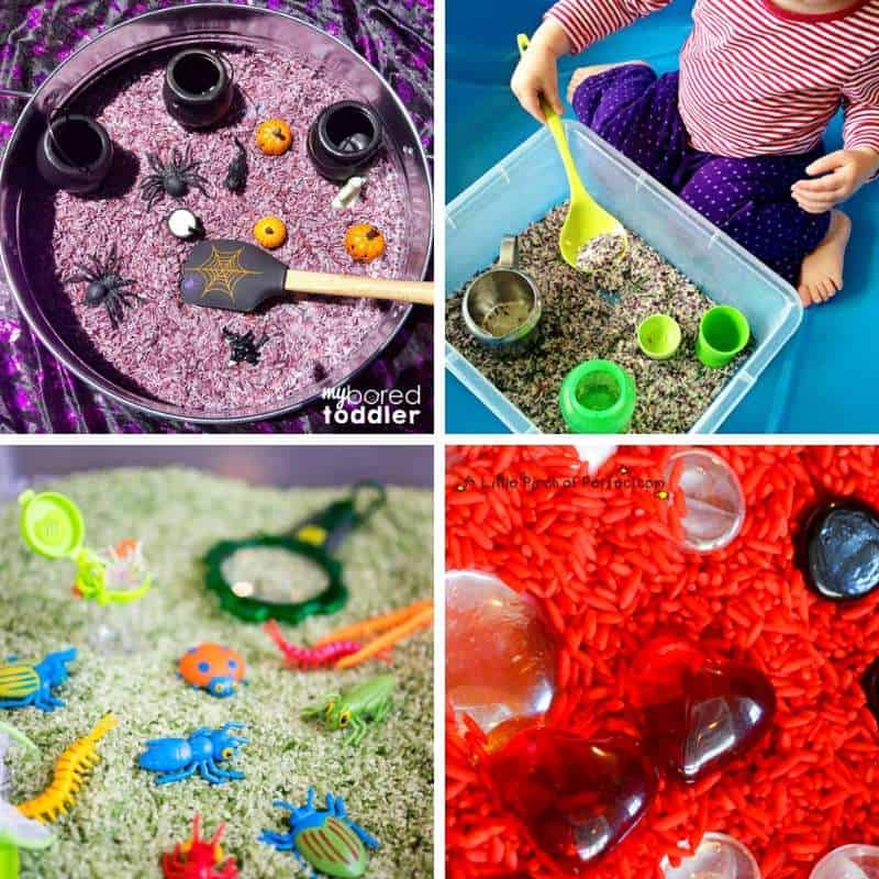 sensory play ideas for toddlers with rice sensory bins