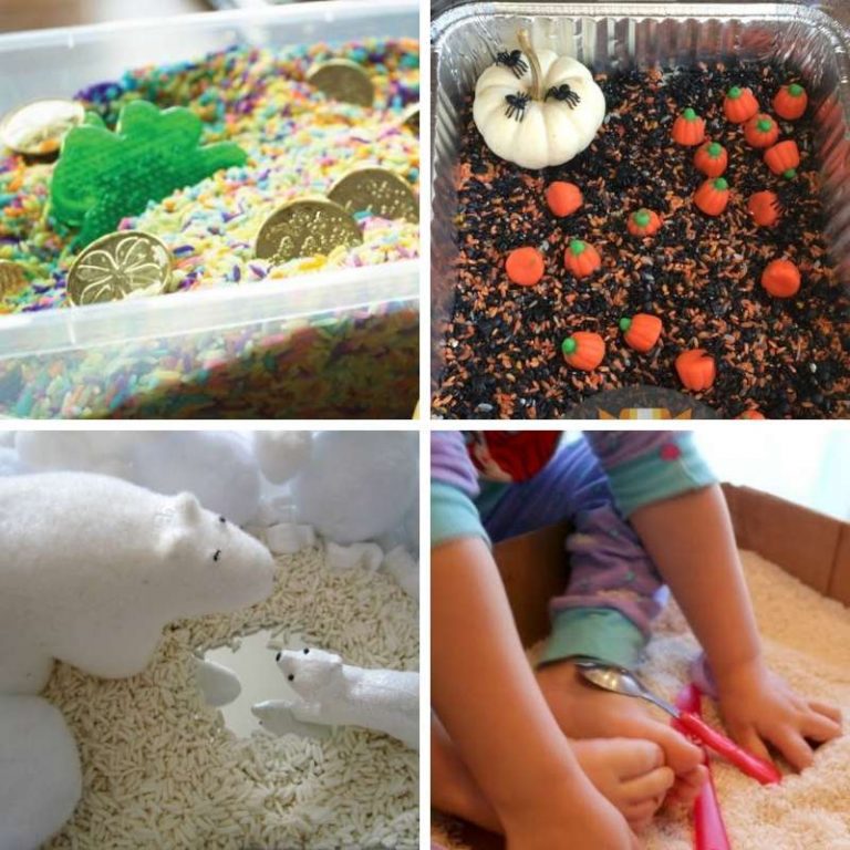 Sensory Bins Using Rice - My Bored Toddler