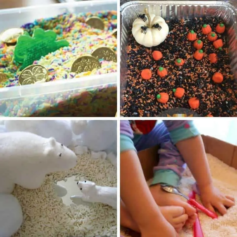 sensory tubs with rice for toddlers and preschoolers