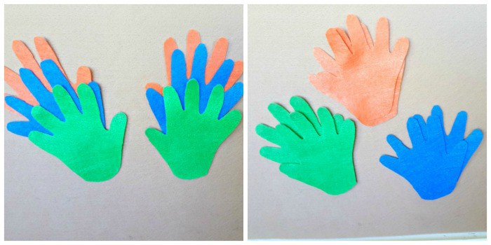 sort and match felt handprint cout-outs