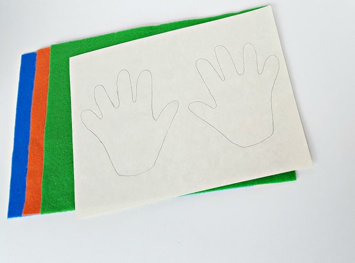 supplies for felt handprints toddler fine motor activity 