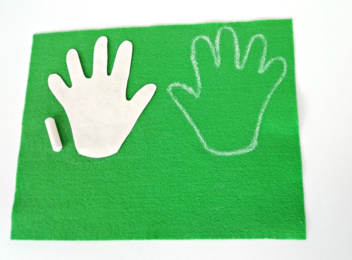 trace hands onto felt with chalk or marker toddler handprint flower craft fine motor activity 