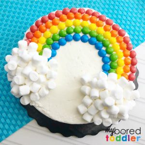 EASY RAINBOW BIRTHDAY CAKE USING SKITTLES AND MINI MARSHMALLOWS SQUARE ...