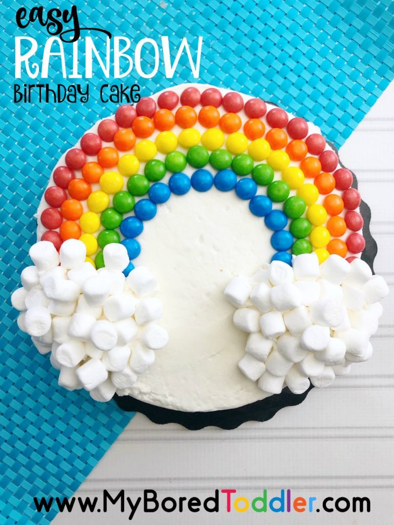 easy rainbow birthday cake using skittles and marshmallows pinterest