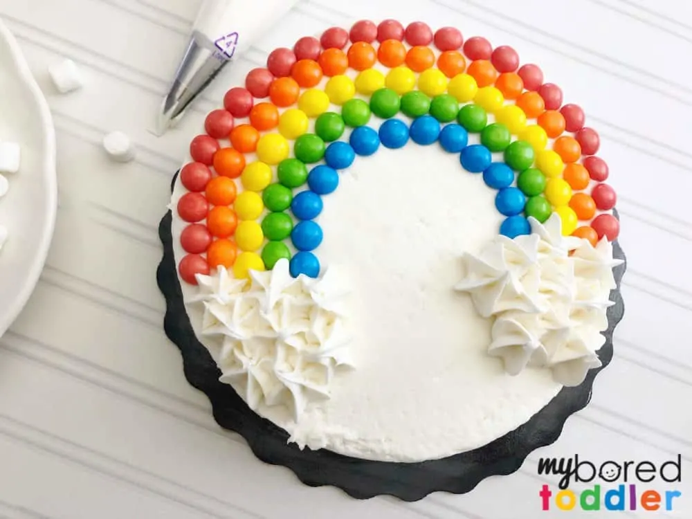 how to make an easy birthday cake using skittles rainbow themed step 6