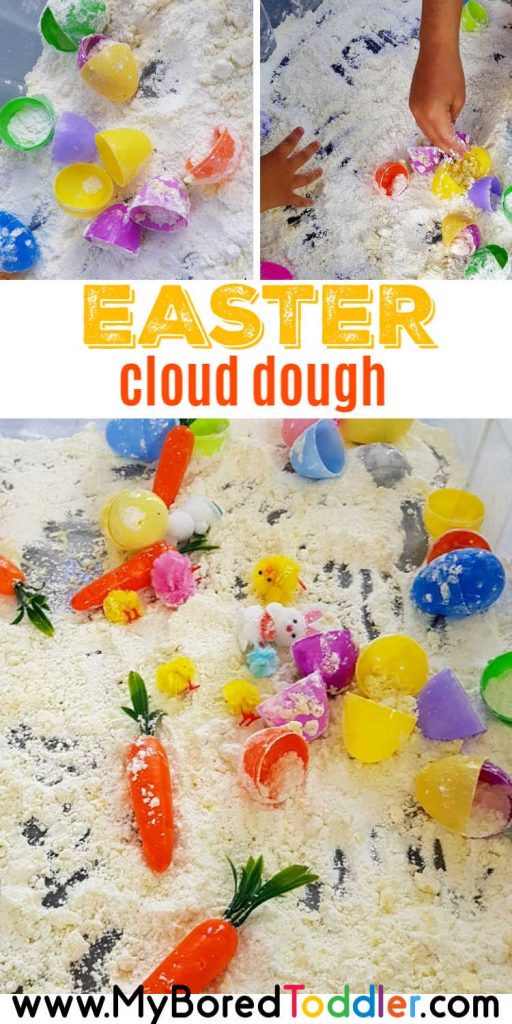 easter egg cloud dough sensory bin pinterest