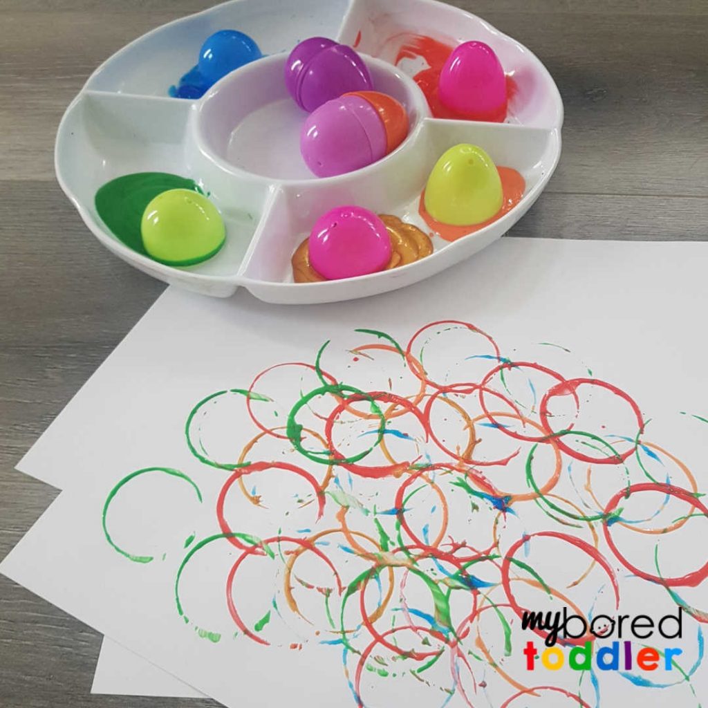 Plastic Easter Egg Printing for Toddlers - My Bored Toddler