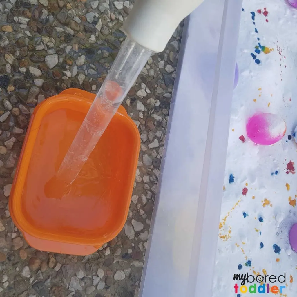 easter fizzing sensory bin for toddlers