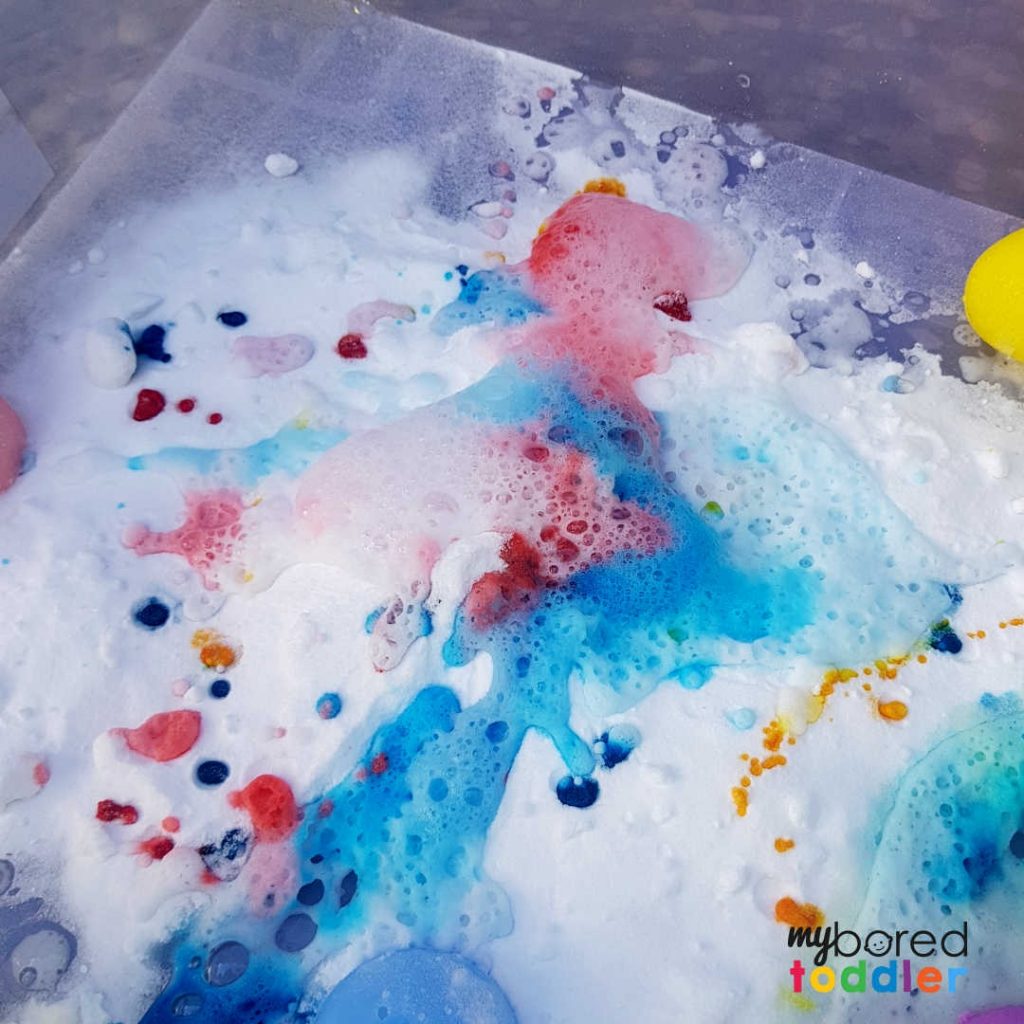 easter fizzing sensory bin for toddlers 5