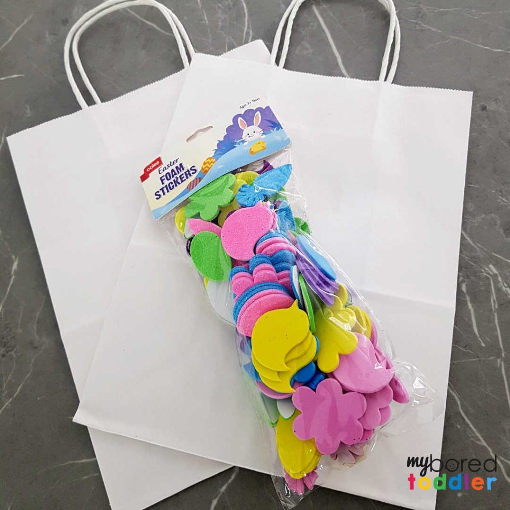 easter gift bags using stickers for toddlers to make