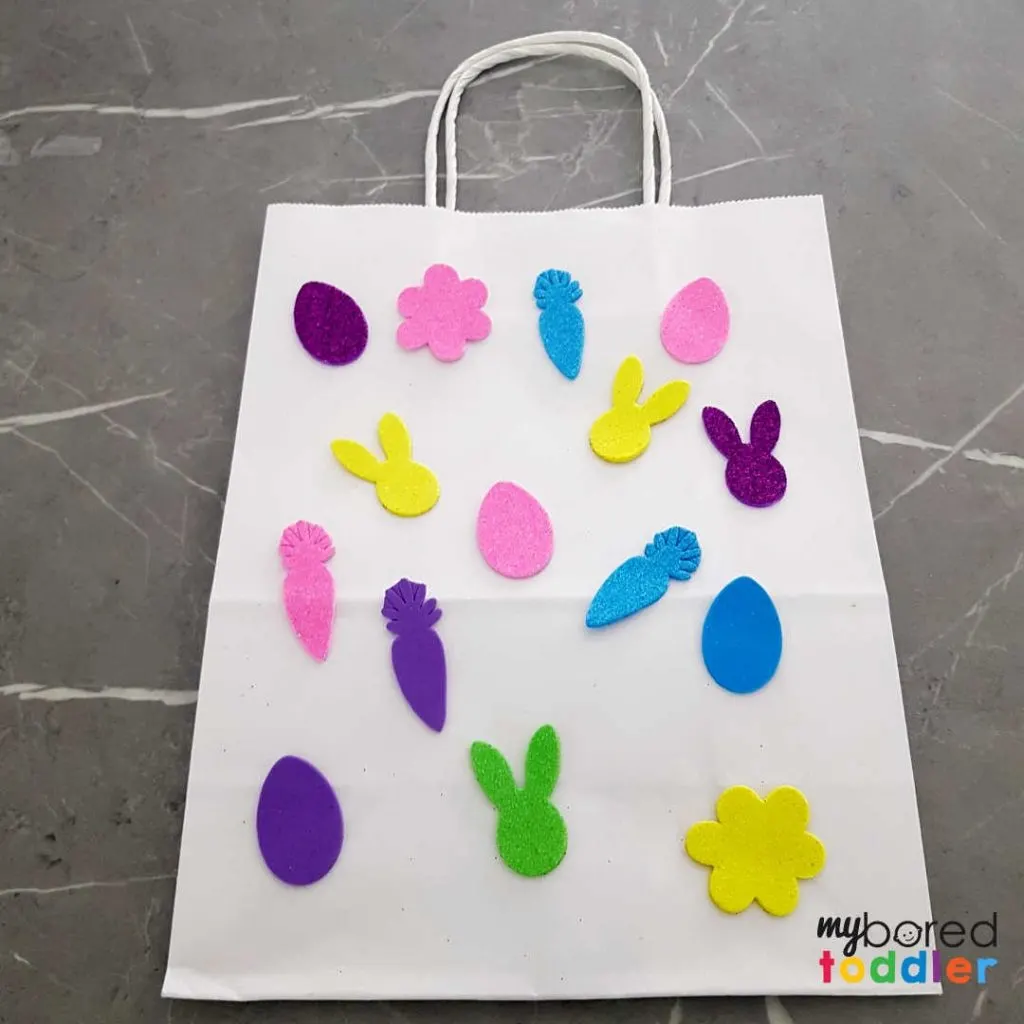 easter gift bags using stickers for toddlers to make finished