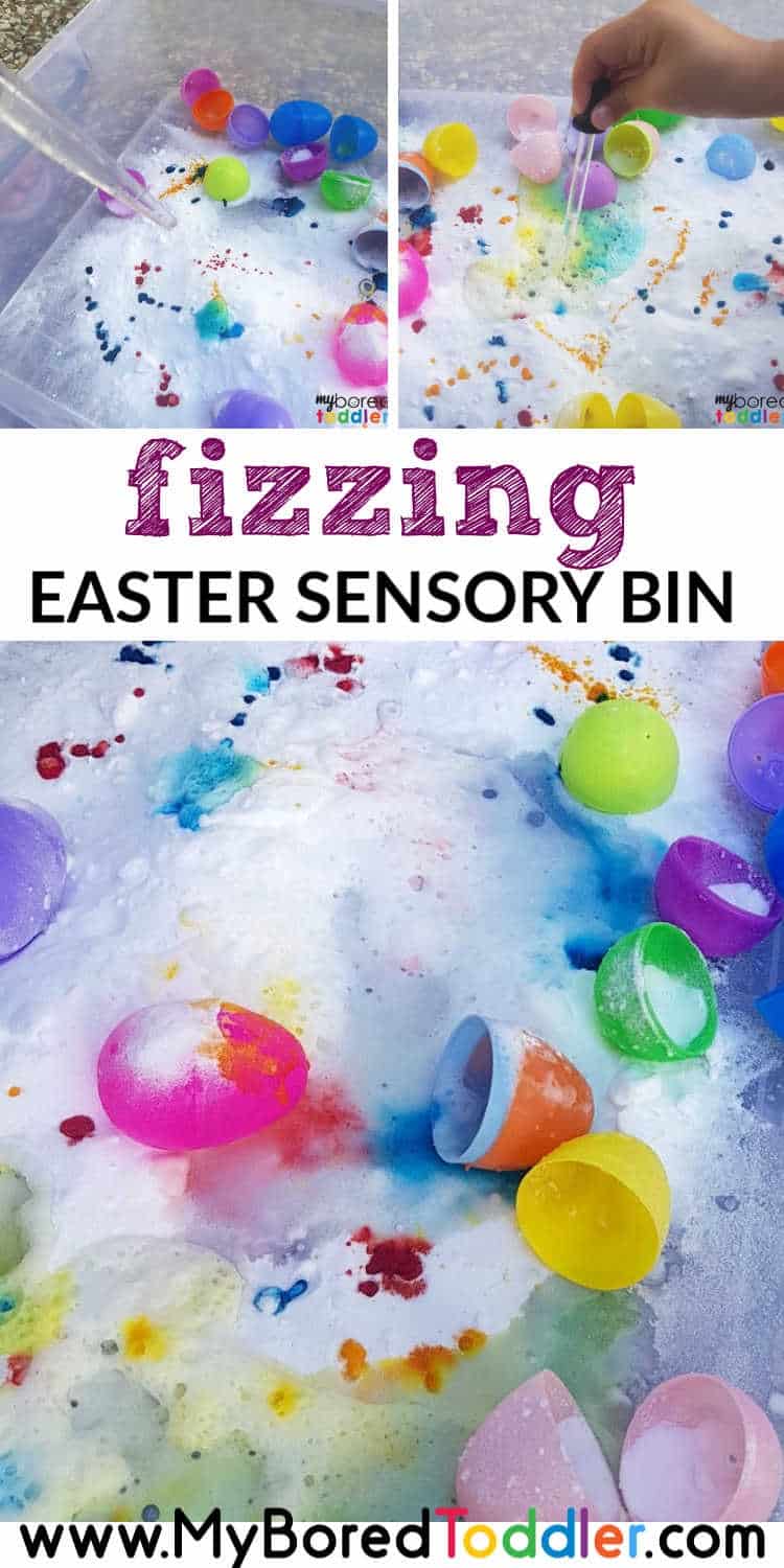 fizzing easter egg sensory bin for toddlers pinterest
