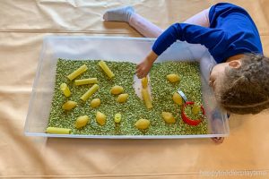 Jumbo Pasta Spring Sensory Bin for Toddlers - My Bored Toddler