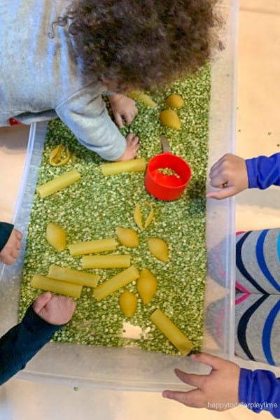 jumbo pasta spring sensory bin for toddlers image 4