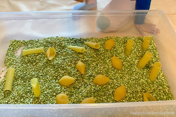 jumbo pasta spring sensory bin image 1