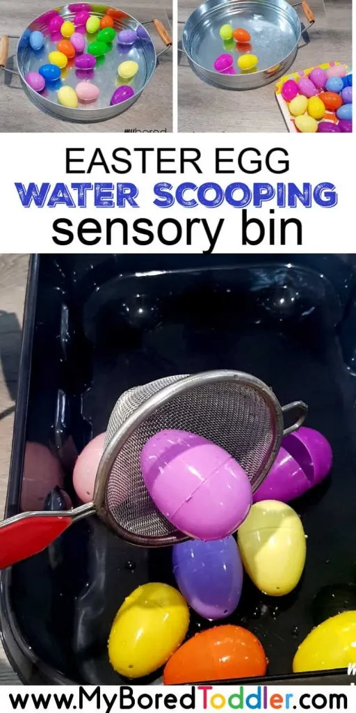 plastic easter egg water scooping sensory bin for toddlers pinterest 1