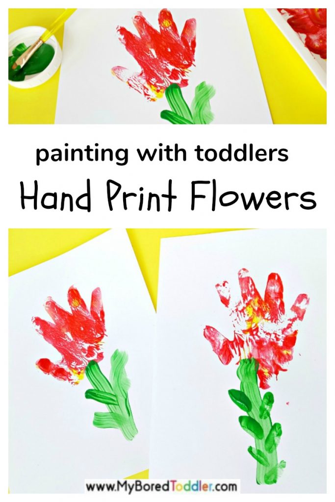 Hand print flower paintings for toddlers - My Bored Toddler