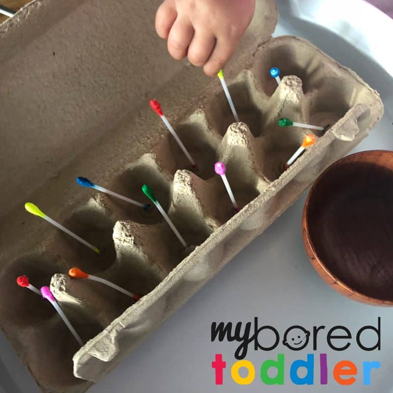 colour matching cotton tip fine motor activity for toddlers 