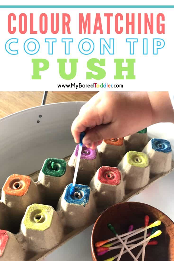 colour matching cotton tip colour activity for toddlers