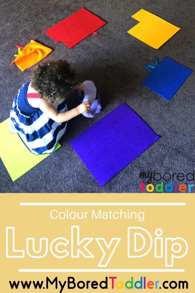 colour matching lucky dip activity for toddlers to do at home