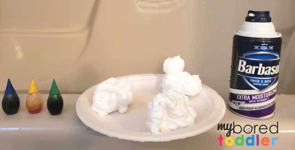 what you need for bath time shaving cream play for toddlers