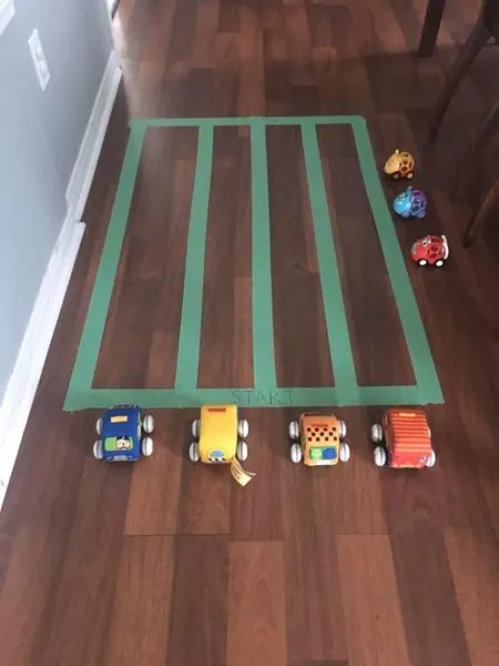 make a toddler car race track 